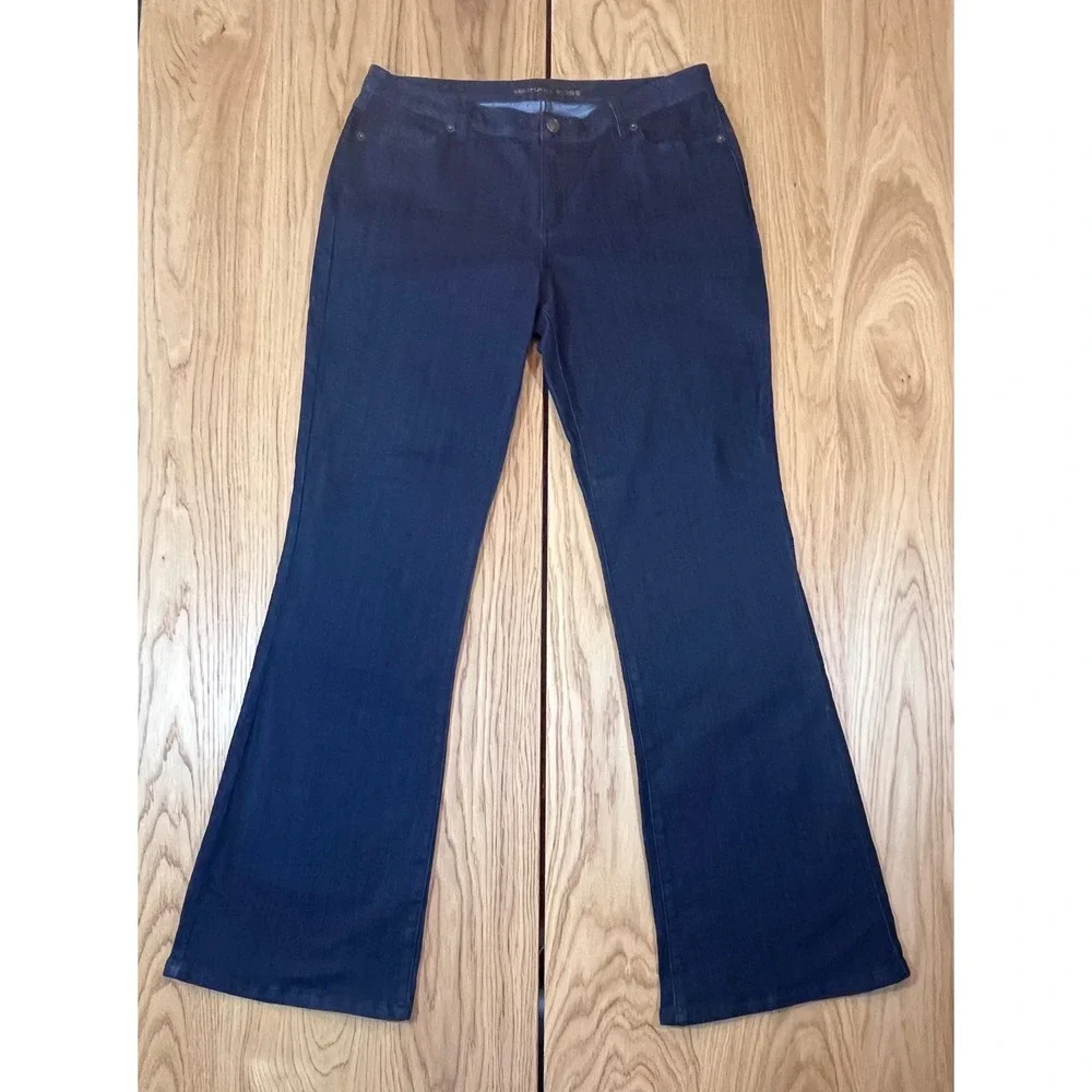 Michael Kors Flare Leg Jeans Women Size 10 Dark Wash Denim Minimalist Aesthetic